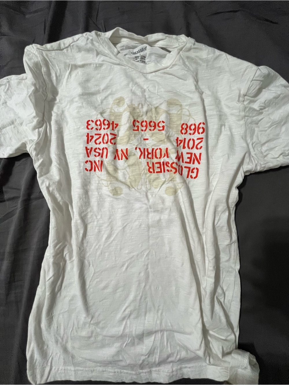 Glossier White Tee with Red Logo Print